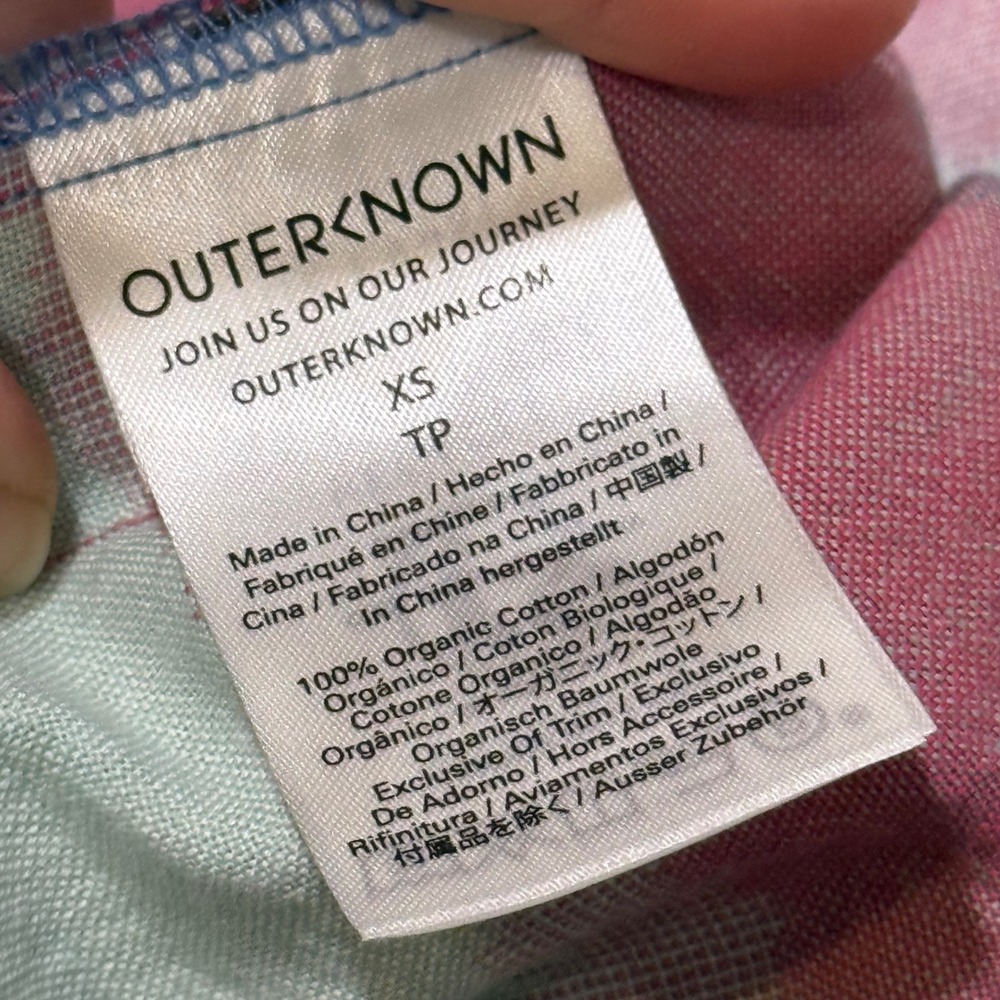 Outerknown Cielo Babydoll Dress Organic Adriatic Striped Tie Dye Tiered NWT L - Picture 11 of 15